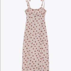 Zara Floral Linen Blend Maxi Dress